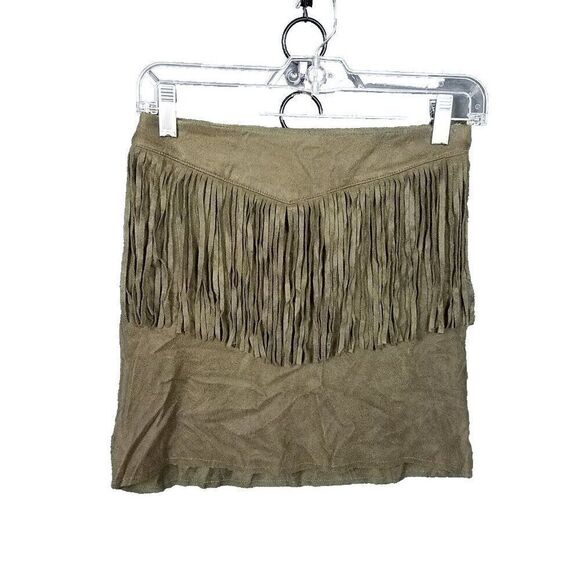 BCNU Small Women's Fringe vegan Suede Skirt Tassels Fun Concert Career Dressy S - Picture 1 of 11